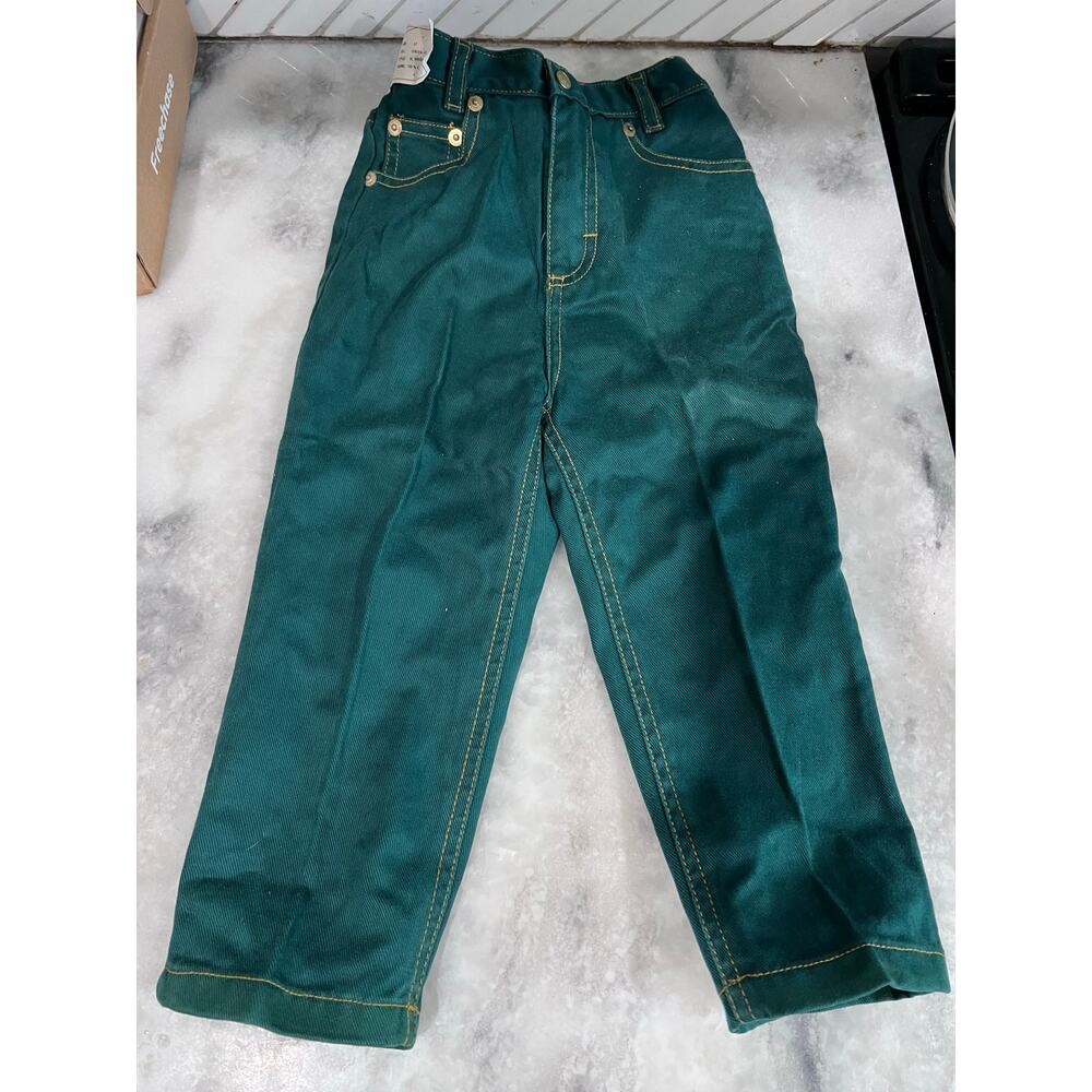 Vintage Sahara Club Kids Pants 3T Green Denim Jeans 100% Cotton 80s 90s USA